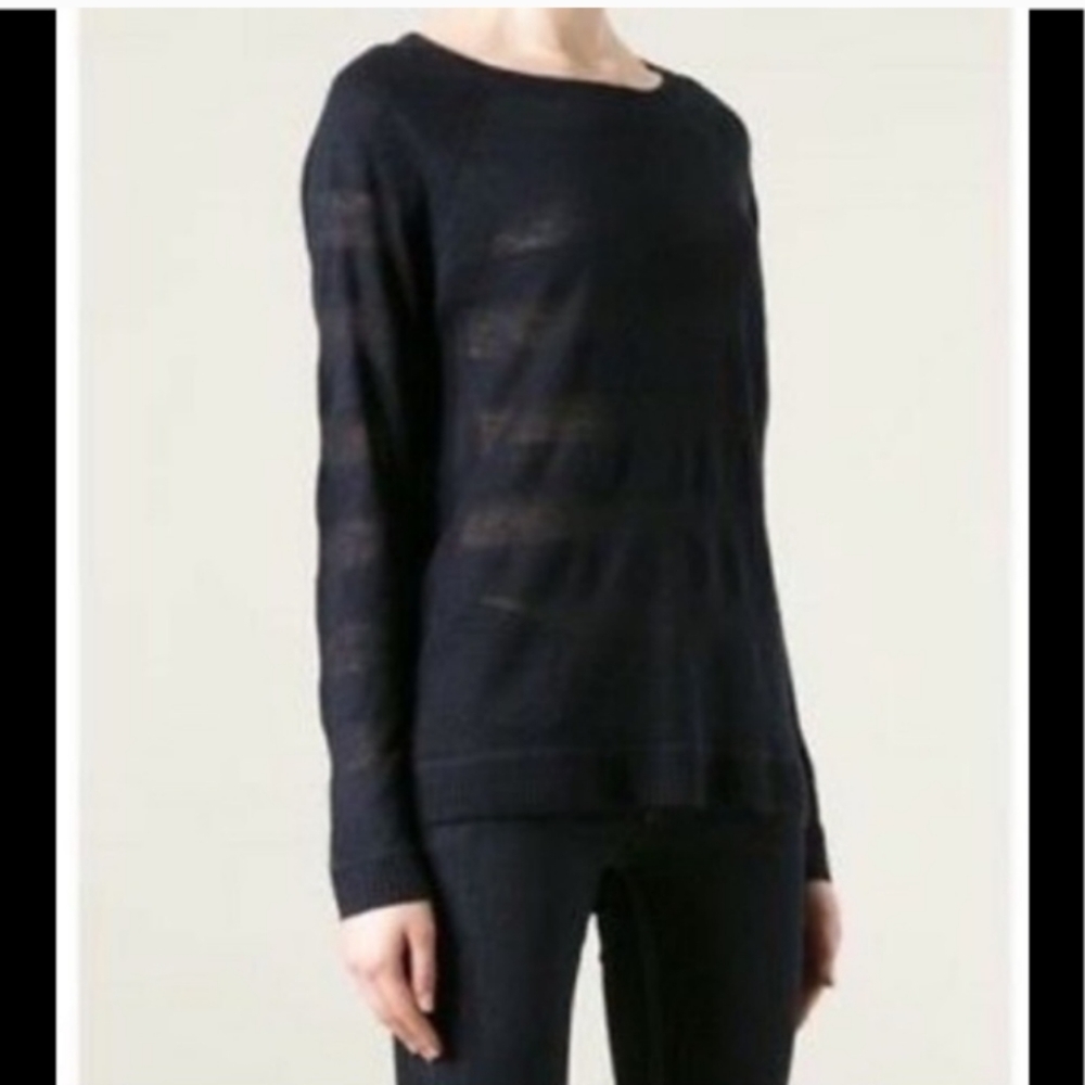 VINCE mesh lining scoop neck sweater XS